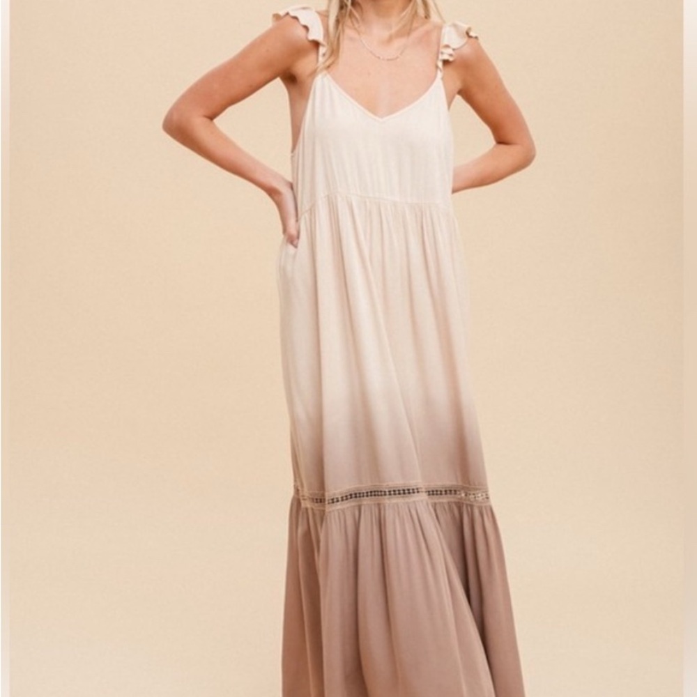 Cream and White Tiered Maxi Sundress
